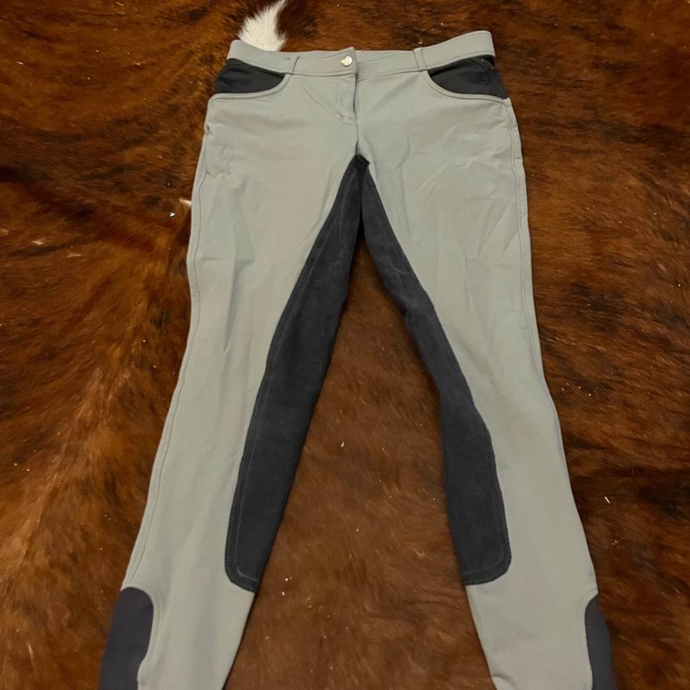 Women’s Grey Riding Breeches with Black Knee Patches